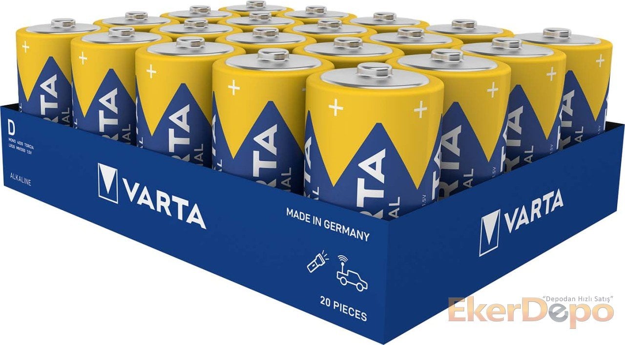 VARTA İNDUSTRİAL ALKALİN BÜYÜK PİL D 20'Lİ