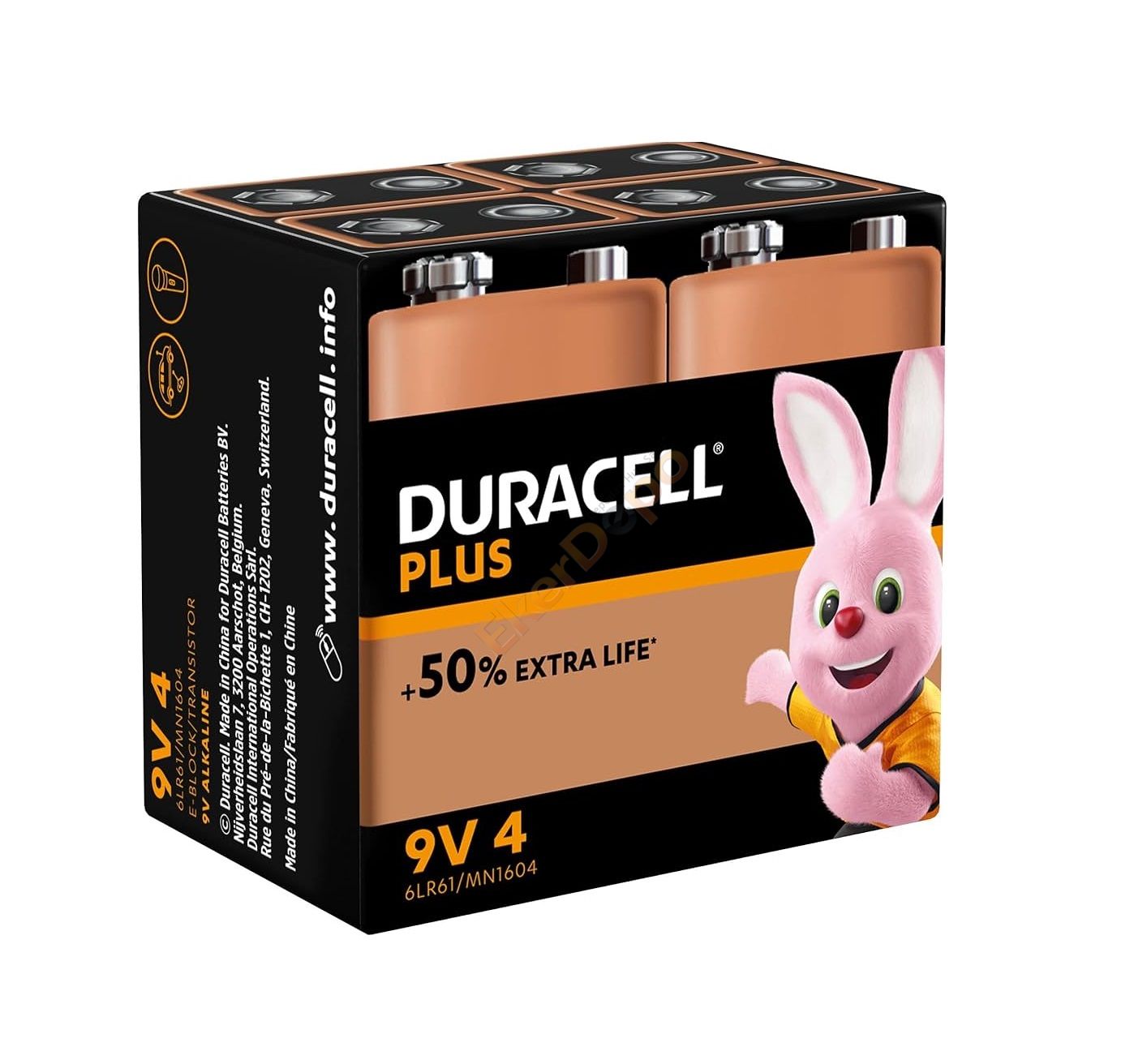 DURACELL ALKALİN 9 VOLT PİL 4'lü PAKET