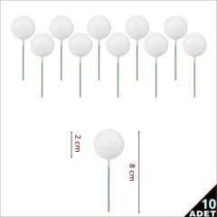 Çubuklu SüSLeme Topu, 2cm x 10 adet - Beyaz