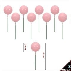 Çubuklu SüSLeme Topu, 3cm x 8 adet - Pembe