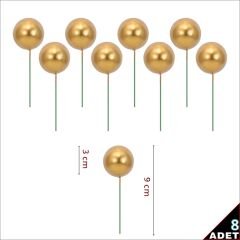 Çubuklu SüSLeme Topu, 3cm x 8 adet - Altın
