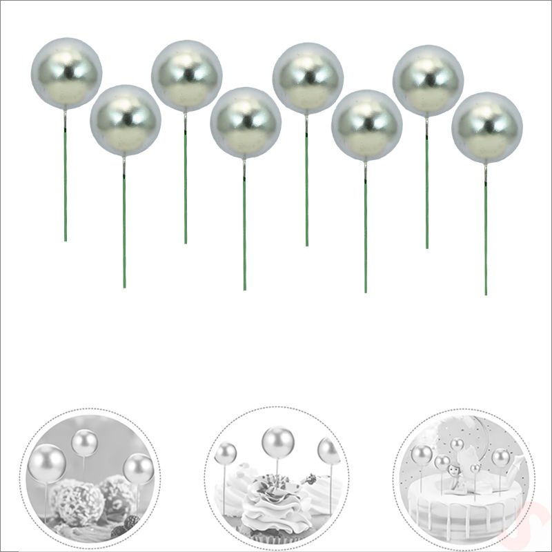 Çubuklu SüSLeme Topu, 3cm x 8 adet - Gümüş