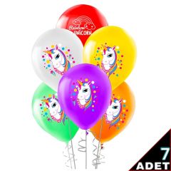 Balon Standlı, 7 Adet - Unicorn Rainbow Balon