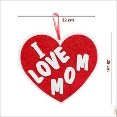 I Love MoM Simli Eva Sarkıt Kalp SüS - 32 cm