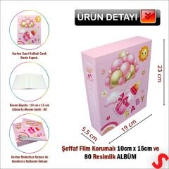 Bebek Fotoğraf Albümü Kutulu, 80 Resimlik - Pembe Biberon