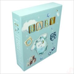 Bebek Fotoğraf Albümü Kutulu, 80 Resimlik - Mavi Tulum