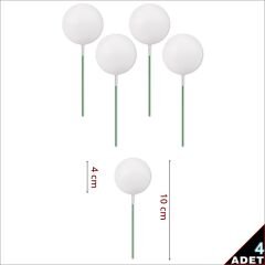 Çubuklu SüSLeme Topu, 4cm x 4 adet - Beyaz