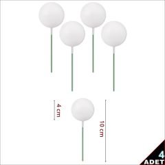 Çubuklu SüSLeme Topu, 4cm x 4 adet - Beyaz
