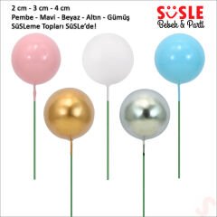 Çubuklu SüSLeme Topu, 4cm x 4 adet - Altın