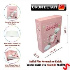Bebek Fotoğraf Albümü Kutulu, 40 Resimlik - Pembe Tulum