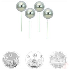 Çubuklu SüSLeme Topu, 4cm x 4 adet - Gümüş
