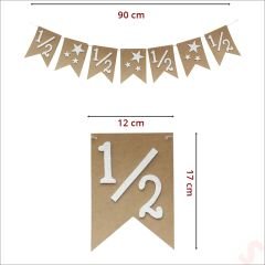 1/2 Yarım Yaş Yıldızlı Kraft Karton Banner, 90cm