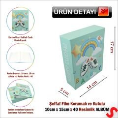 Bebek Fotoğraf Albümü Kutulu, 40 Resimlik - Mavi Patik