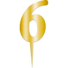 Pleksi Rakam Pasta Süsü, 12,5cm x 5cm - 1 Adet Altın