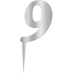 Pleksi Rakam Pasta Süsü, 12,5cm x 5cm - 1 Adet Gümüş