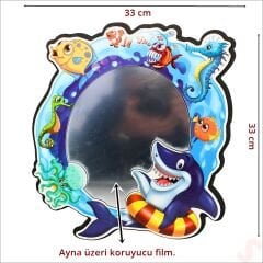 Deniz Canlıları Aynalı Duvar Stickerı, 33cm x 33cm