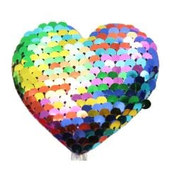 Pul Payetli Gökkuşağı Kalp Kurşun Kalem