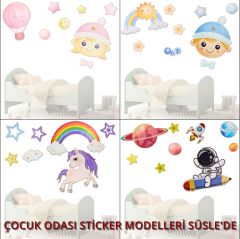 Kız Bebek Odası, 8 Parça Duvar Sticker Seti