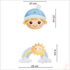 Erkek Bebek Odası, 9 Parça Duvar Sticker Seti