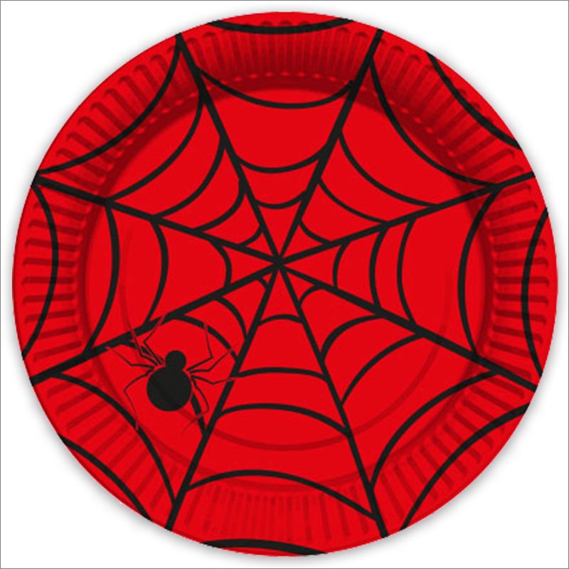 Örümcek Ağı Karton Tabak, 23cm x 8 Adet - Kırmızı