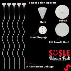 Spiral 50 cm, 5'li Balon Standı (Balonlar Hariç)