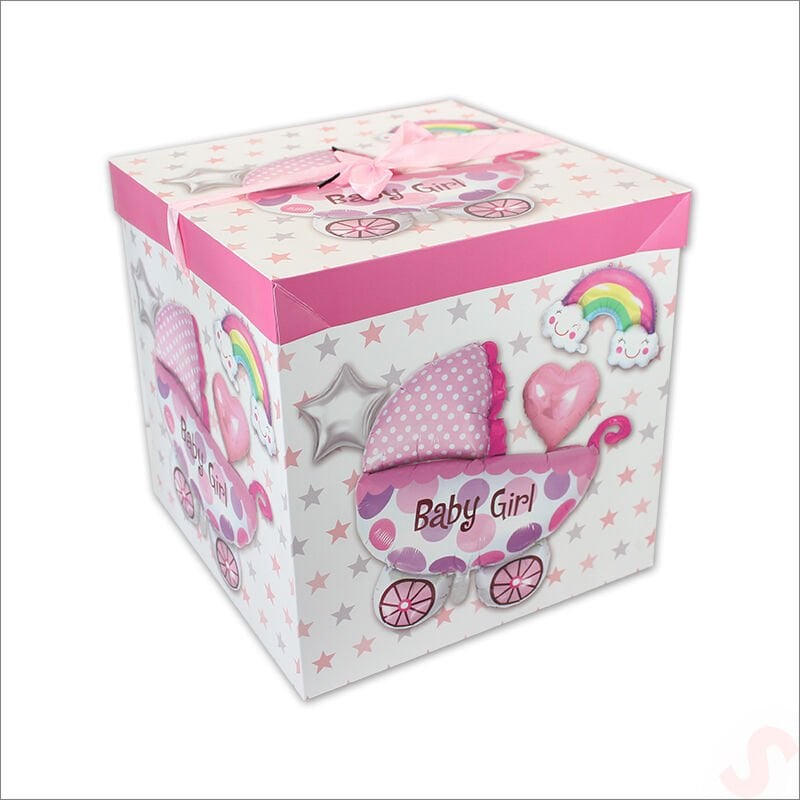 Kapaklı, Katlanır Demonte Karton Kutu, 30cm - Puset & Pembe