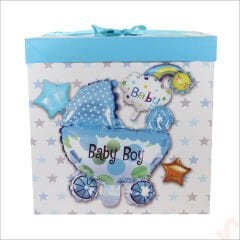 Kapaklı, Katlanır Demonte Karton Kutu, 30cm - Puset & Mavi