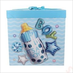 Kapaklı, Katlanır Demonte Karton Kutu, 30cm - Biberon & Mavi