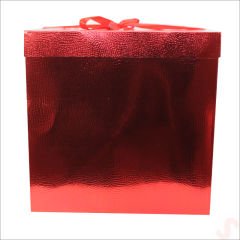Kapaklı, Katlanır Demonte Karton Kutu, 30cm - Metalik Kırmızı