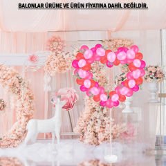 Kalp Balon Standı - 155cm x 65cm (Balonlar Hariç)