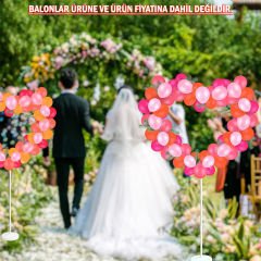 Kalp Balon Standı - 155cm x 65cm (Balonlar Hariç)