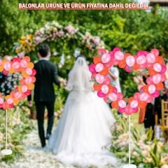 Kalp Balon Standı - 155cm x 65cm (Balonlar Hariç)