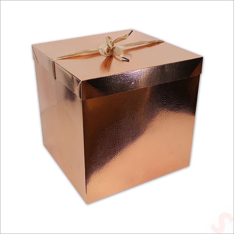 Kapaklı, Katlanır Demonte Karton Kutu, 30cm - Metalik Bakır