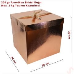 Kapaklı, Katlanır Demonte Karton Kutu, 30cm - Metalik Bakır