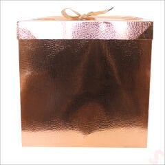 Kapaklı, Katlanır Demonte Karton Kutu, 30cm - Metalik Bakır
