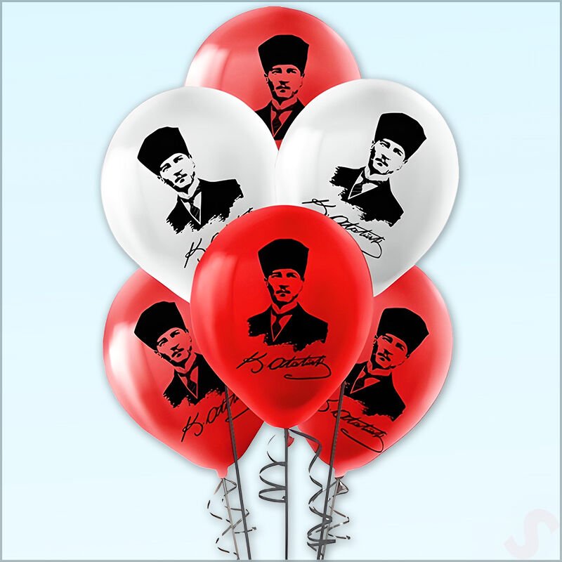 Atatürk Baskılı Pastel Balon, 30cm x 8 Adet
