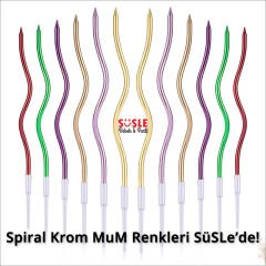 Spiral Krom MuM, 15 cm x 6 Adet - Kırmızı