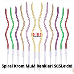 Spiral Krom MuM, 15 cm x 6 Adet - Kırmızı