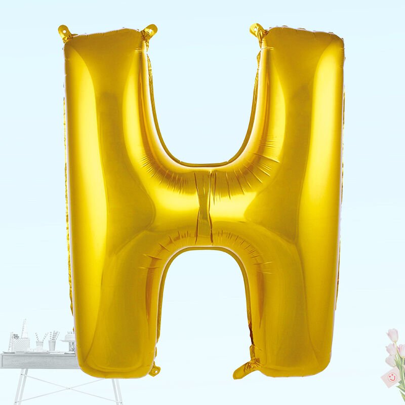 H Harf Folyo Balon, 100 cm - Altın