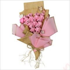 9 Pelüş Ayıcıklı ve Led Işıklı Buket, 57cm x 45cm - Pembe