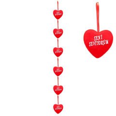 Kalp Sarkıt Seni Seviyorum 6'lı Dizin Asma Süs, 120 cm x 7 cm