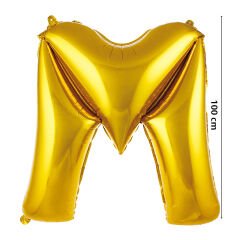 M Harf Folyo Balon, 100 cm - Altın