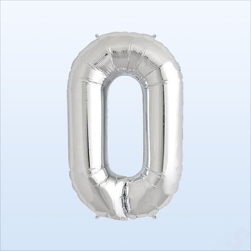 0 Yaş Rakam Gümüş Folyo Balon - 76 cm
