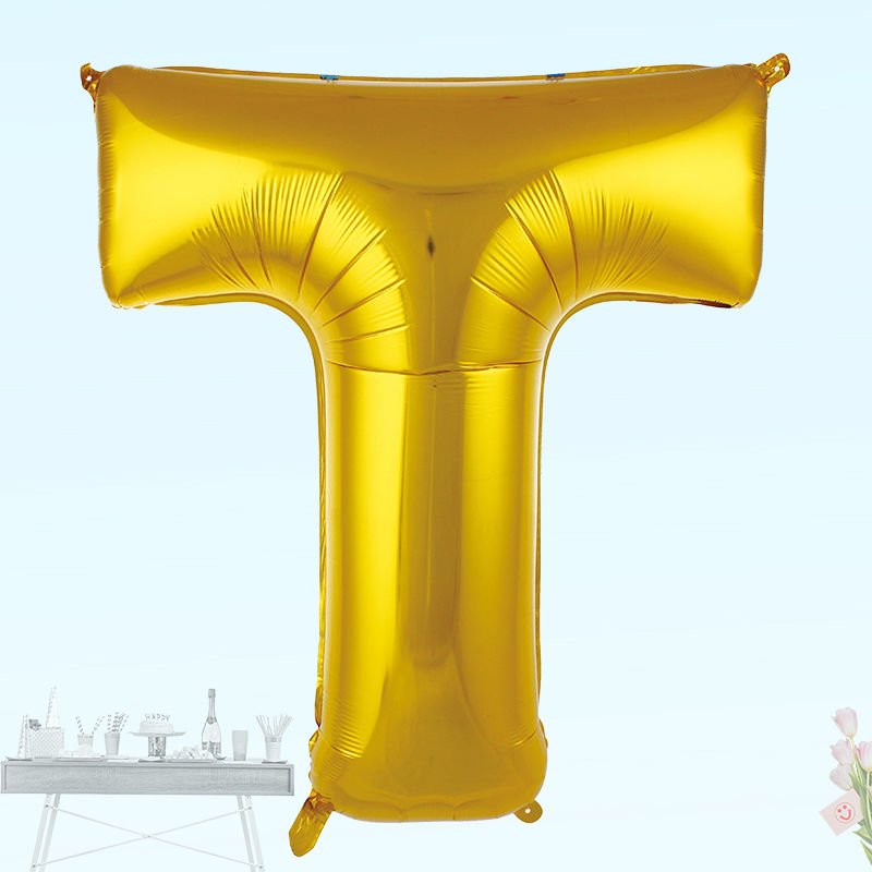 T Harf Folyo Balon, 100 cm - Altın