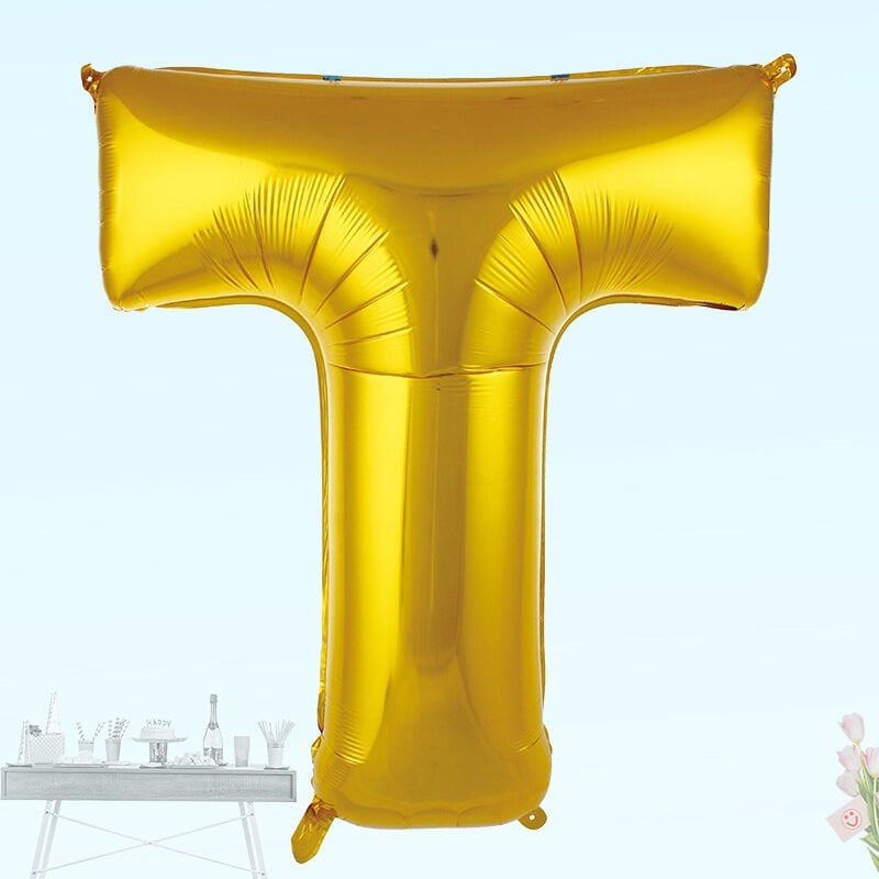 T Harf Folyo Balon, 100 cm - Altın