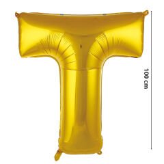 T Harf Folyo Balon, 100 cm - Altın