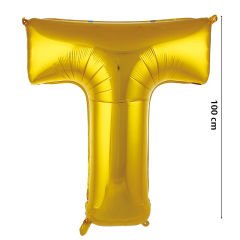 T Harf Folyo Balon, 100 cm - Altın