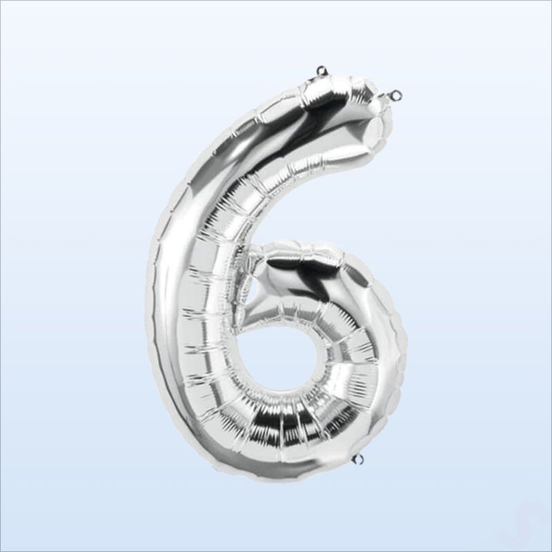 6 Yaş Rakam Gümüş Folyo Balon - 76 cm
