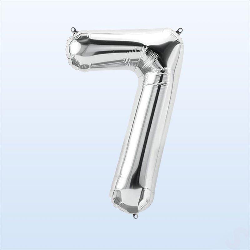7 Yaş Rakam Gümüş Folyo Balon - 76 cm