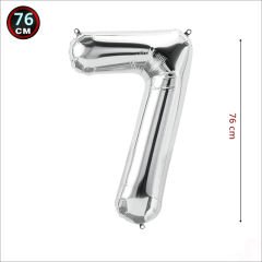 7 Yaş Rakam Gümüş Folyo Balon - 76 cm